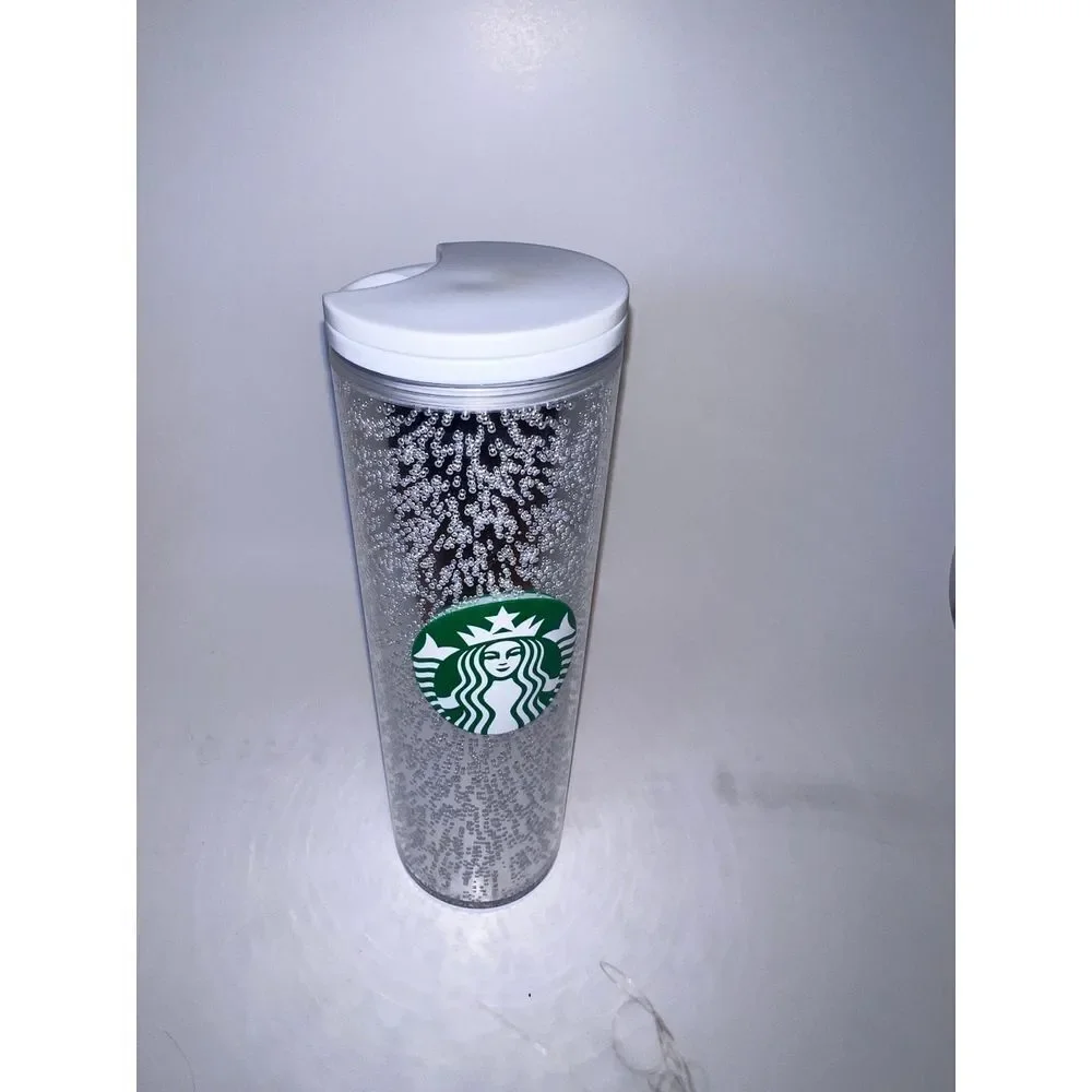 Starbucks Logo Bubbles Tumbler with‎ Lid Silver 16oz